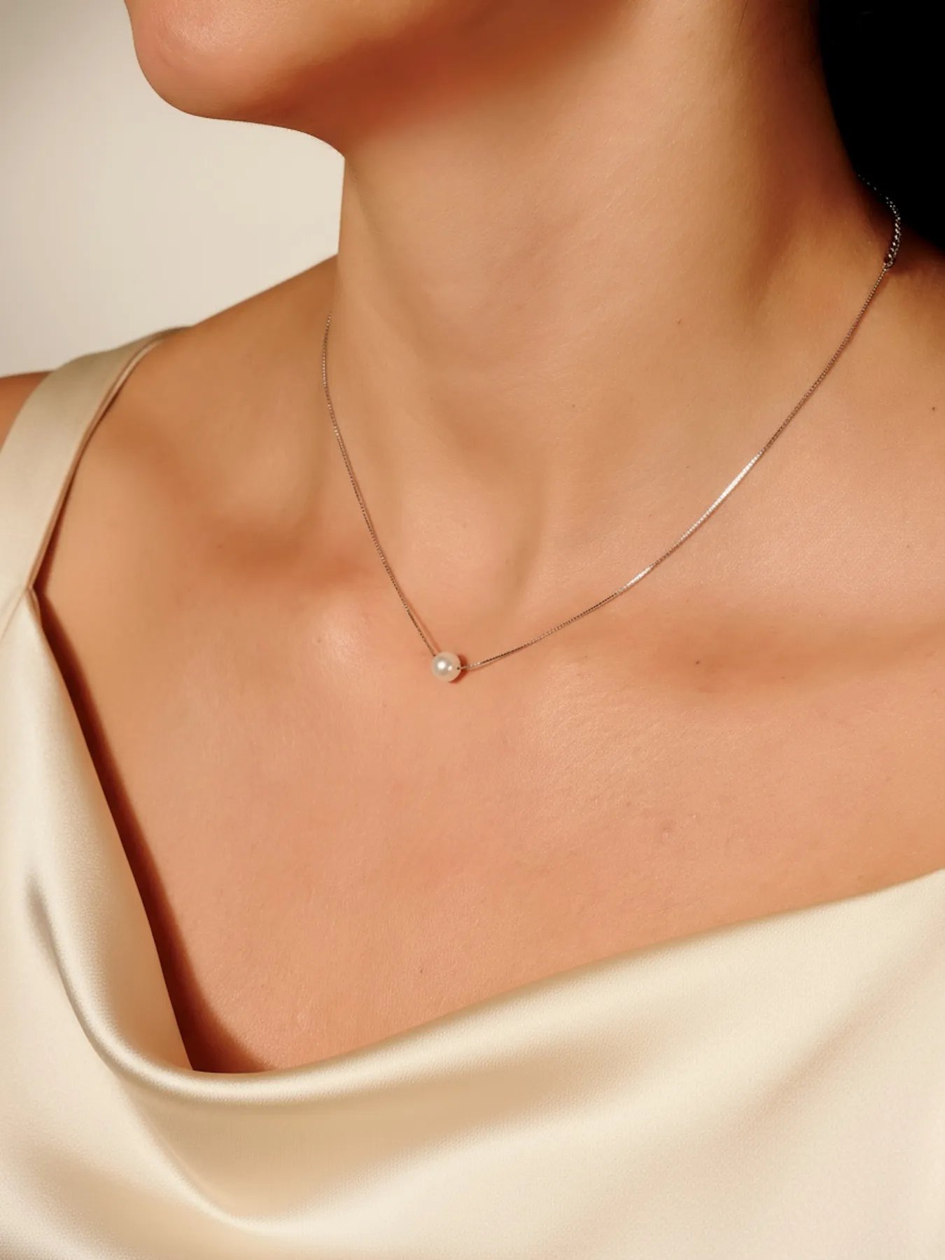 Silver necklace with pearl – 925 sterling chain