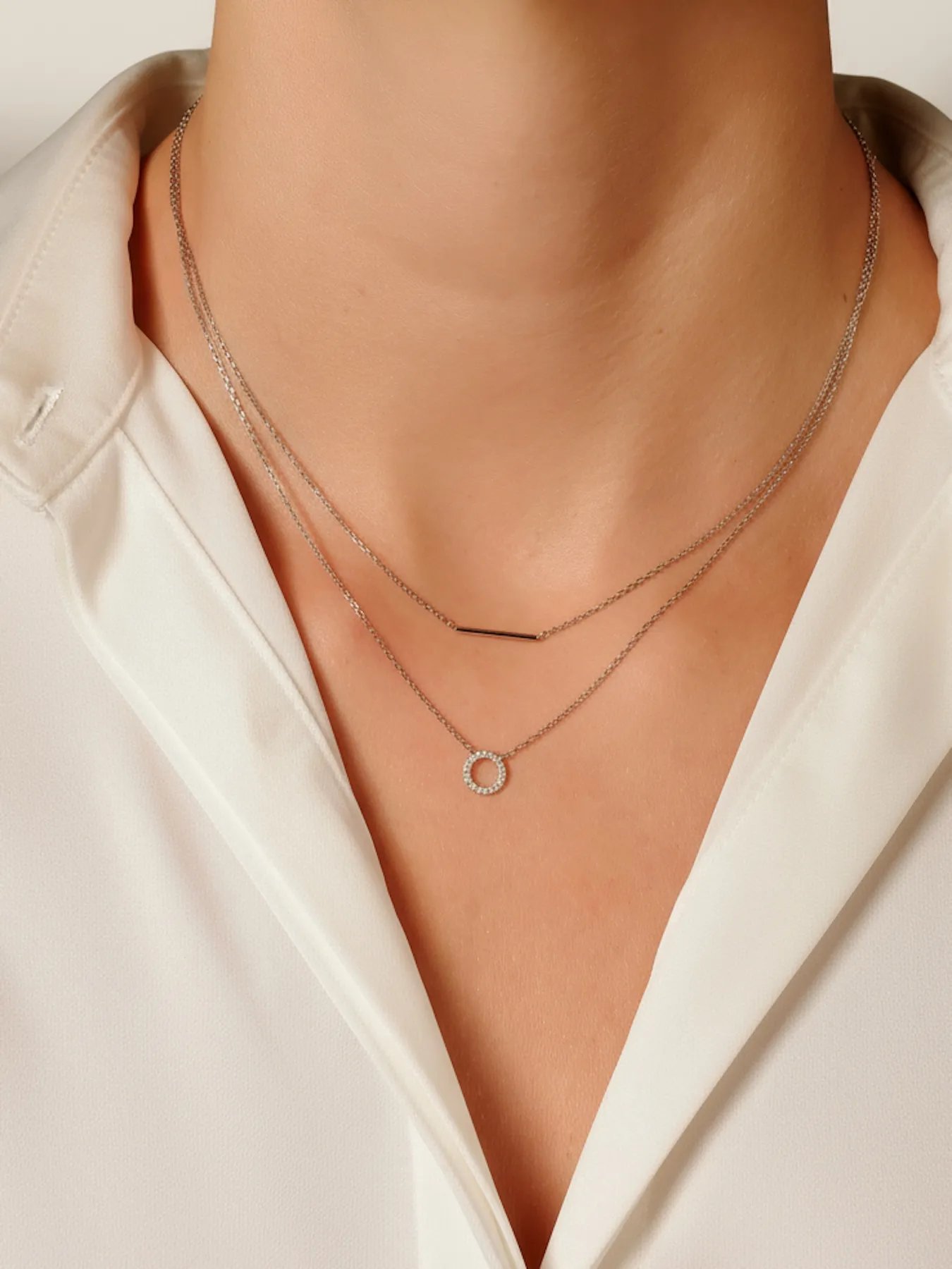 Silver necklace with zircon – 925 sterling chain
