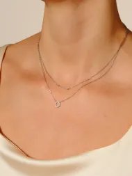 Silver necklace with zircon – 925 sterling chain