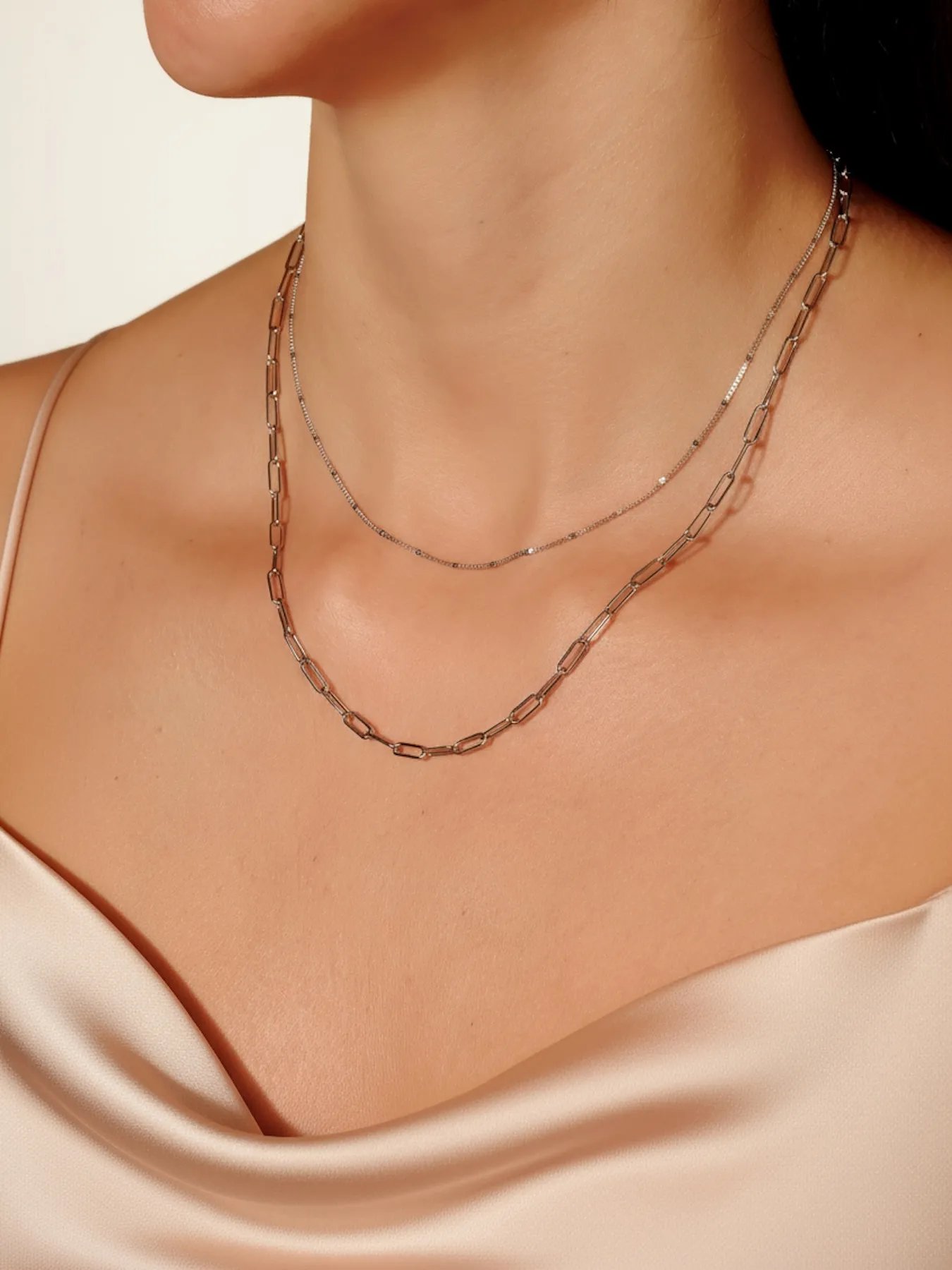 Silver layered necklace – 925 sterling chain