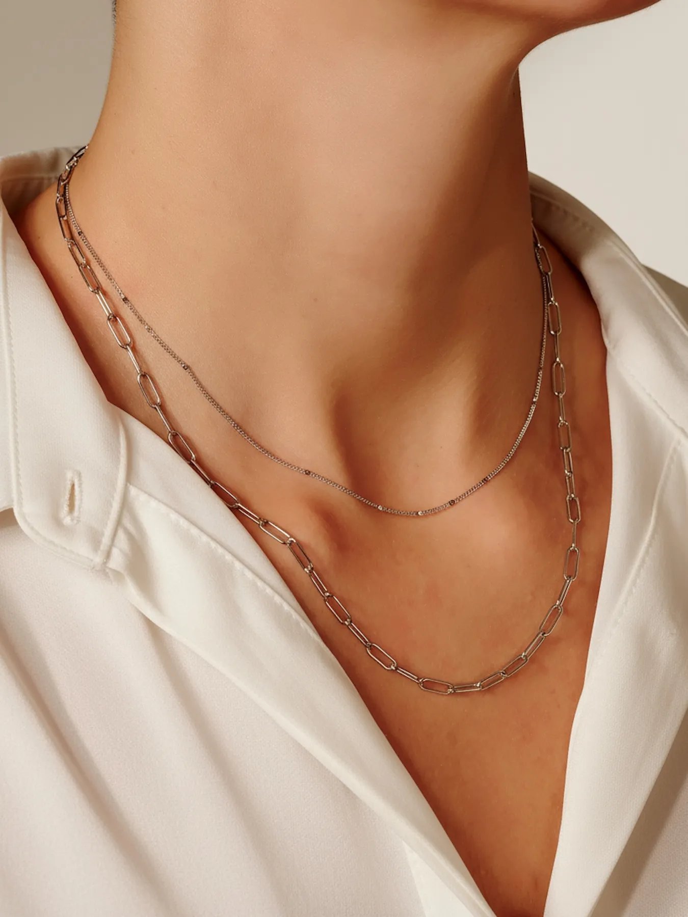 Silver layered necklace – 925 sterling chain