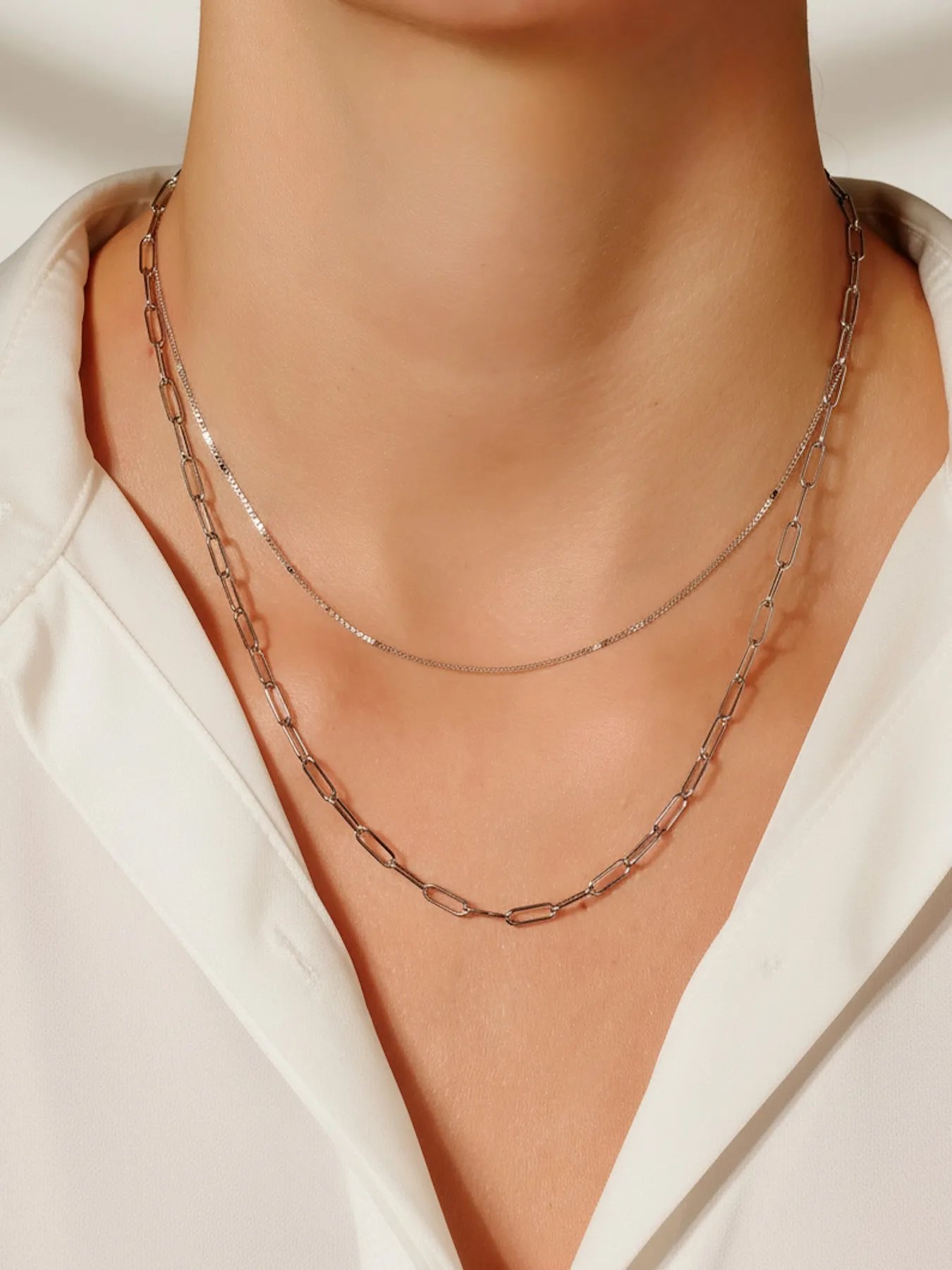Silver layered necklace – 925 sterling chain
