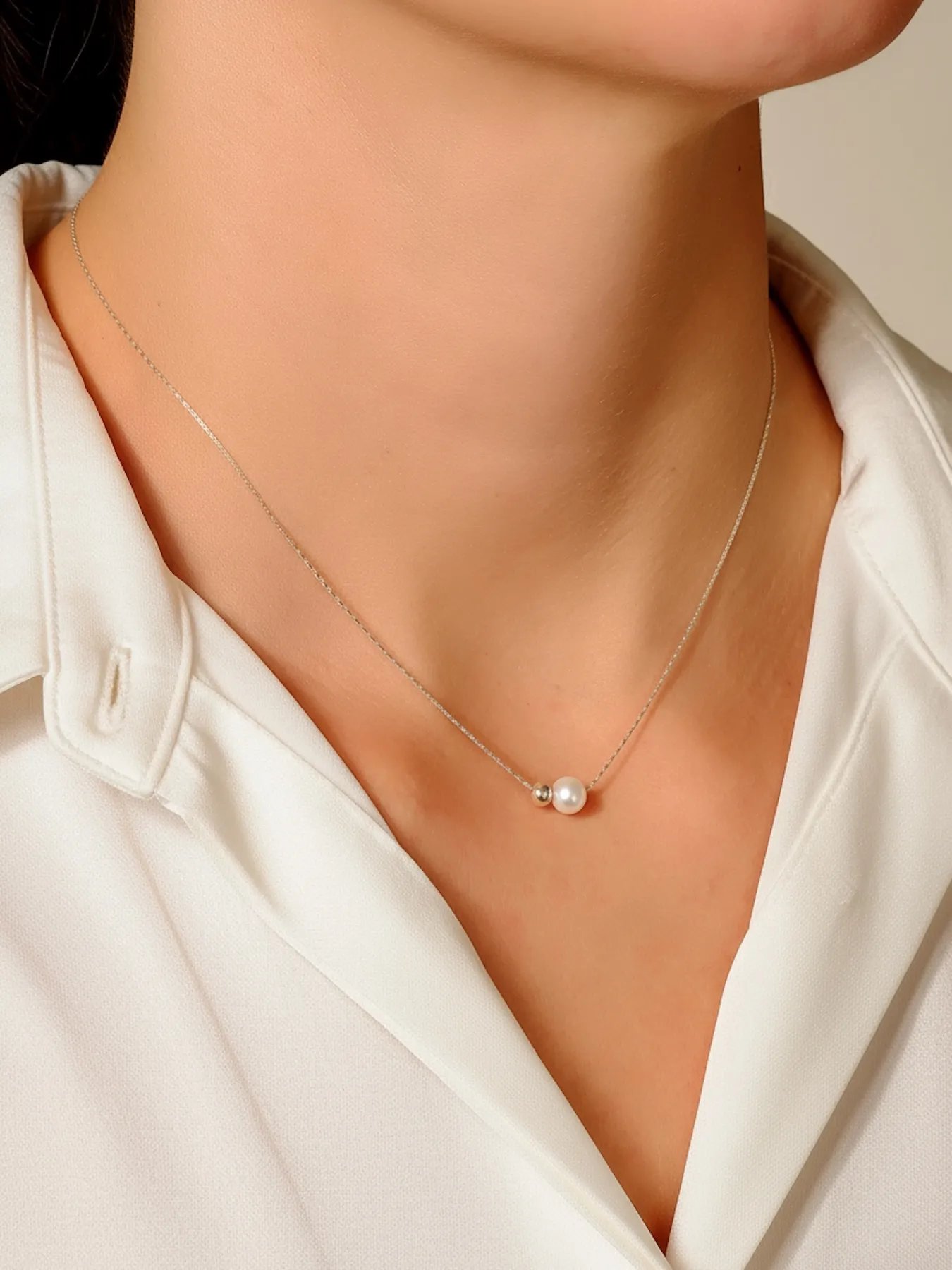 Silver necklace – 925 silver chain with freshwater pearl