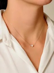 Silver necklace – 925 silver chain with freshwater pearl