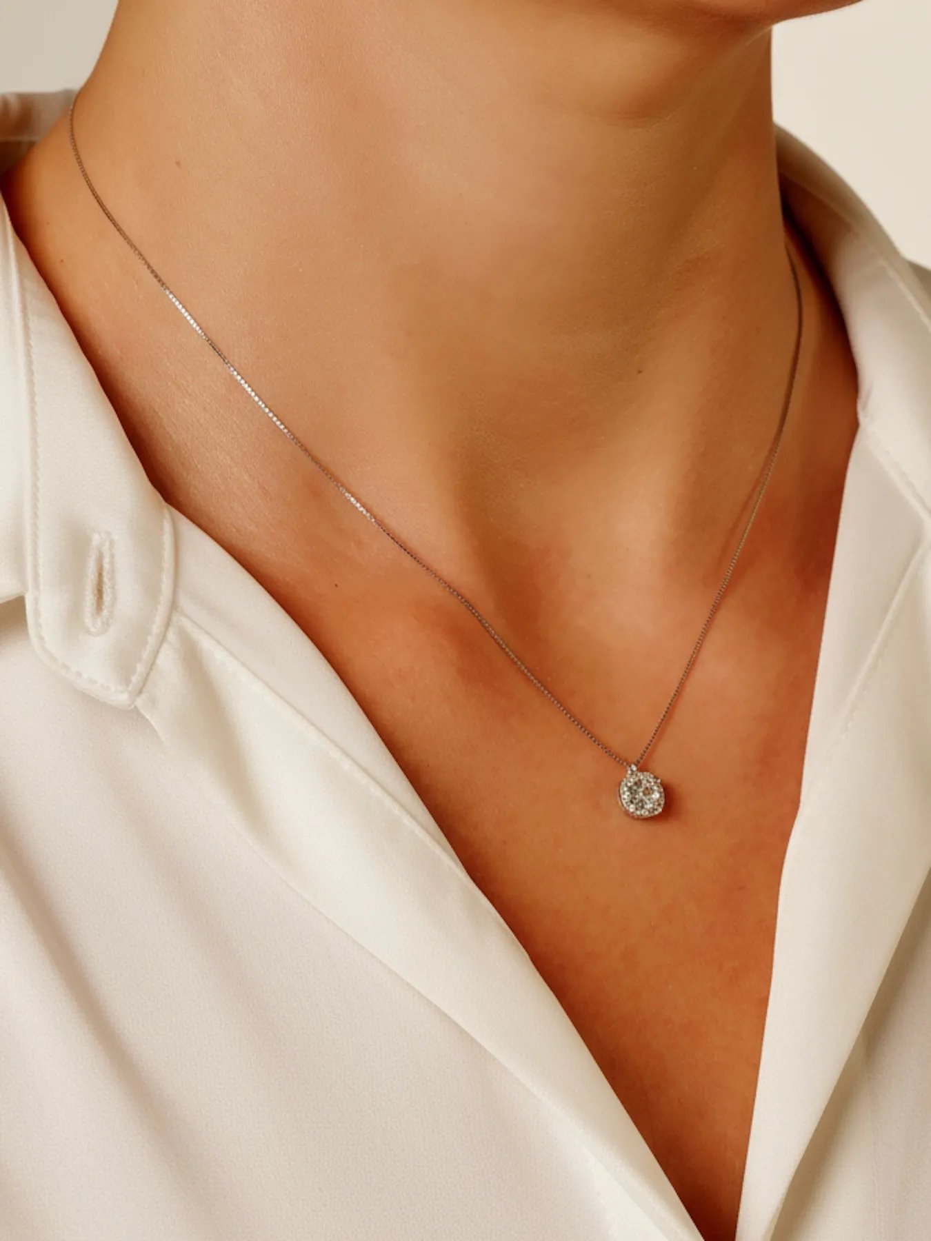 Sterling silver necklace with zircon pendant – 925 jewelry
