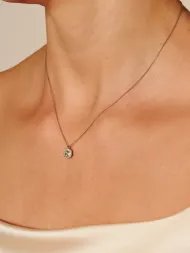 Sterling silver necklace with zircon pendant – 925 jewelry