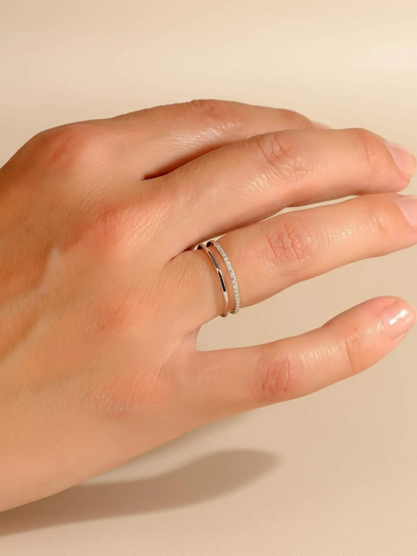 925 silver ring – elegant two-band minimalist design