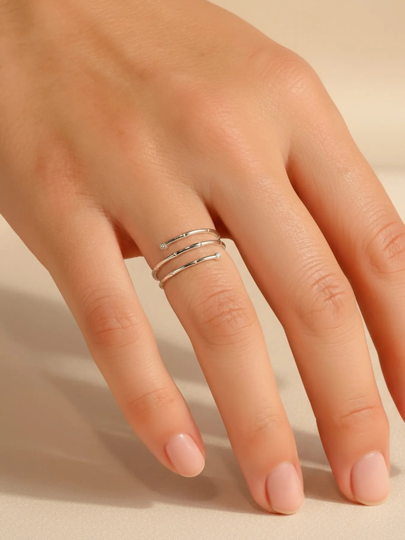 925 silver ring – spiral three-turn design with stones