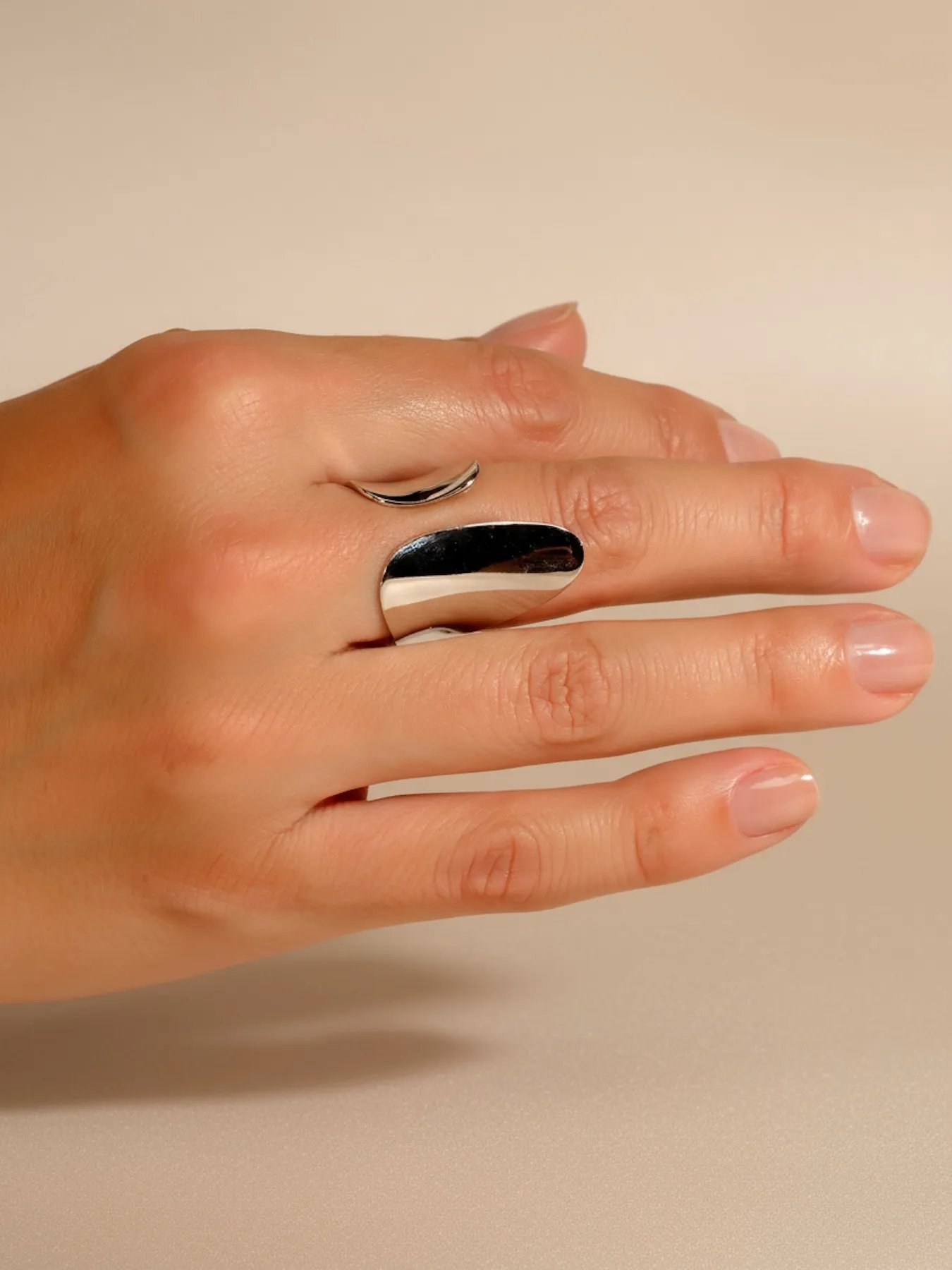 925 silver ring – modern sculptural wave design