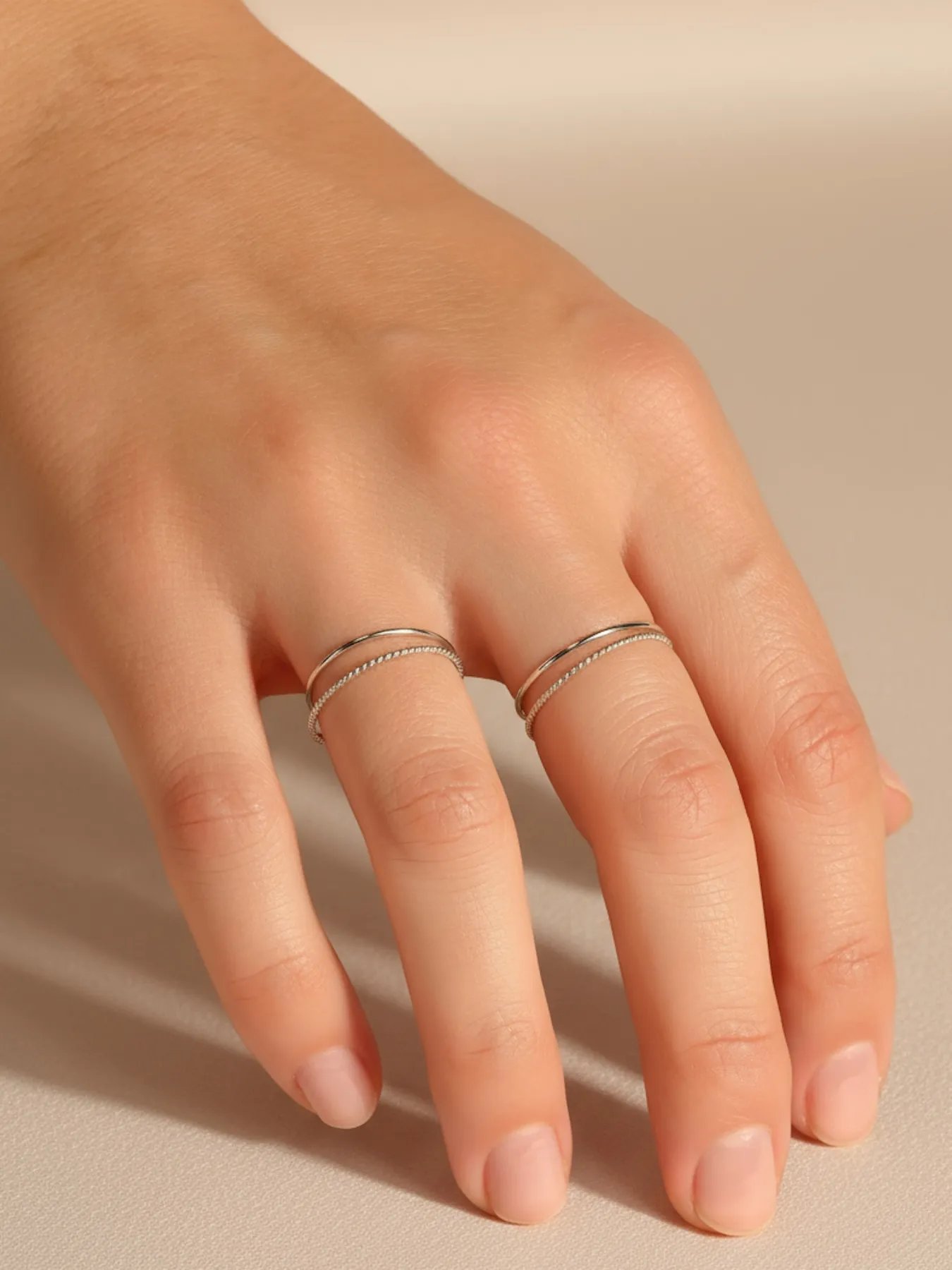 925 silver ring – minimalist two-ring set
