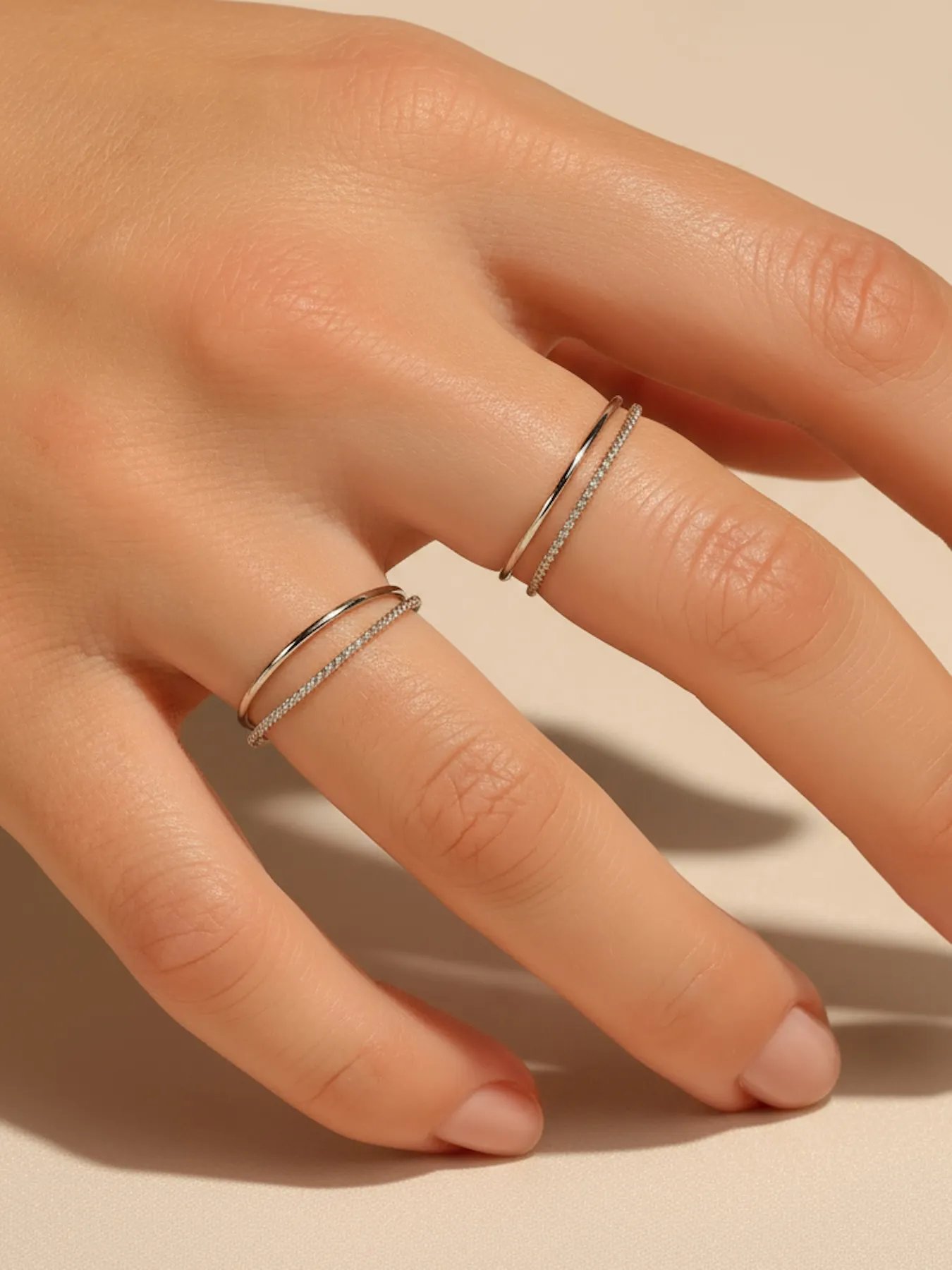 925 silver ring – minimalist two-ring set