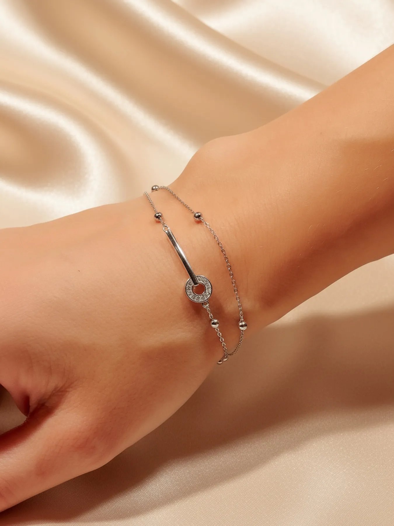 Double-layered sterling silver bracelet – 925 layered jewelry