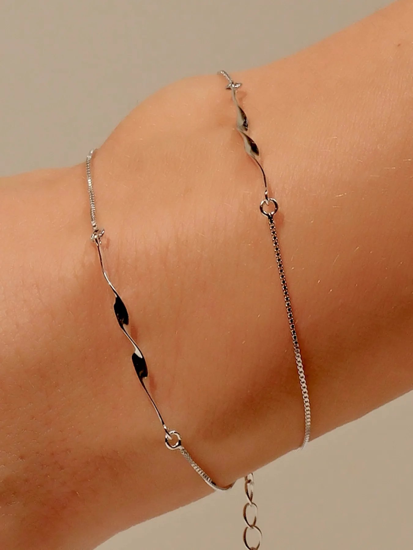 Double-layered sterling silver bracelet