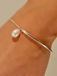 Sterling silver bracelet with pearl – 925 elegant jewelry
