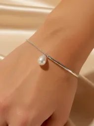 Sterling silver bracelet with pearl – 925 elegant jewelry