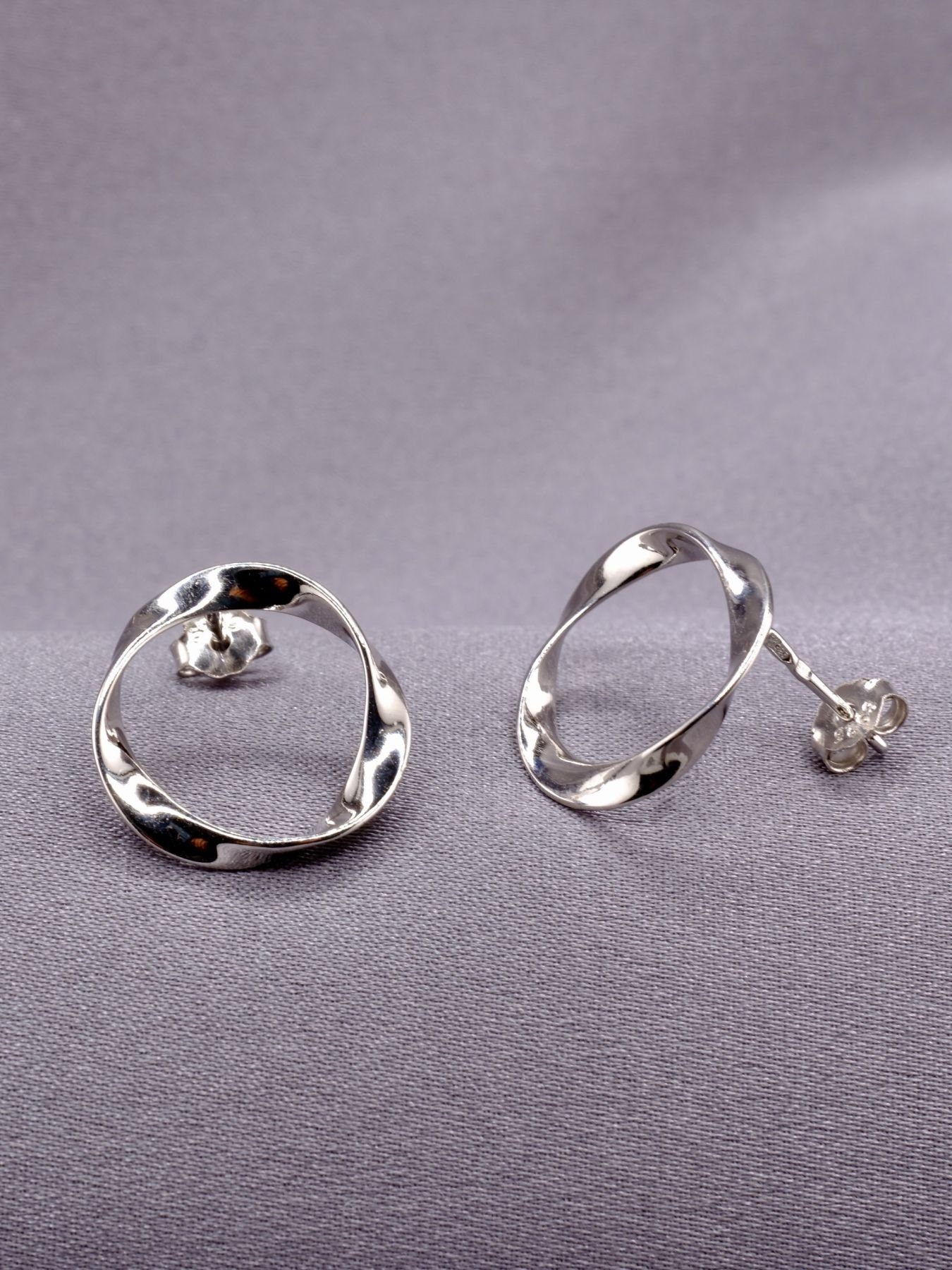 Sterling Silver Twisted Circle Earrings – 925 Minimalist Jewelry