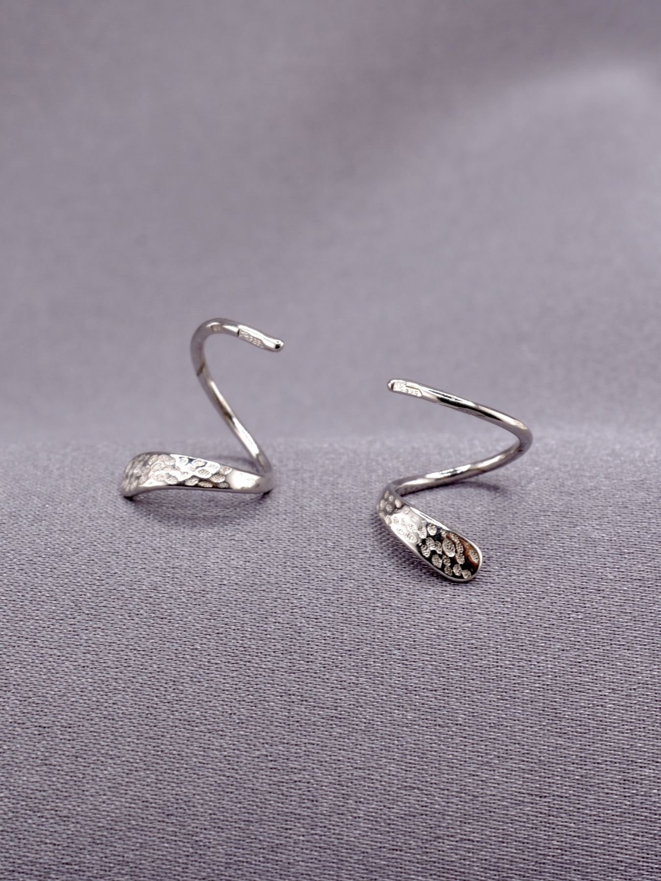 Silver Spiral Earrings – 925 Textured Modern Design