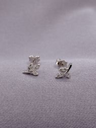 925 sidabro auskarai – lapelių motyvo auskarai su cirkoniais