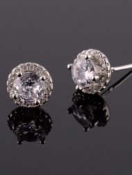 925 sidabro auskarai – klasikiniai auskarai su cirkoniu