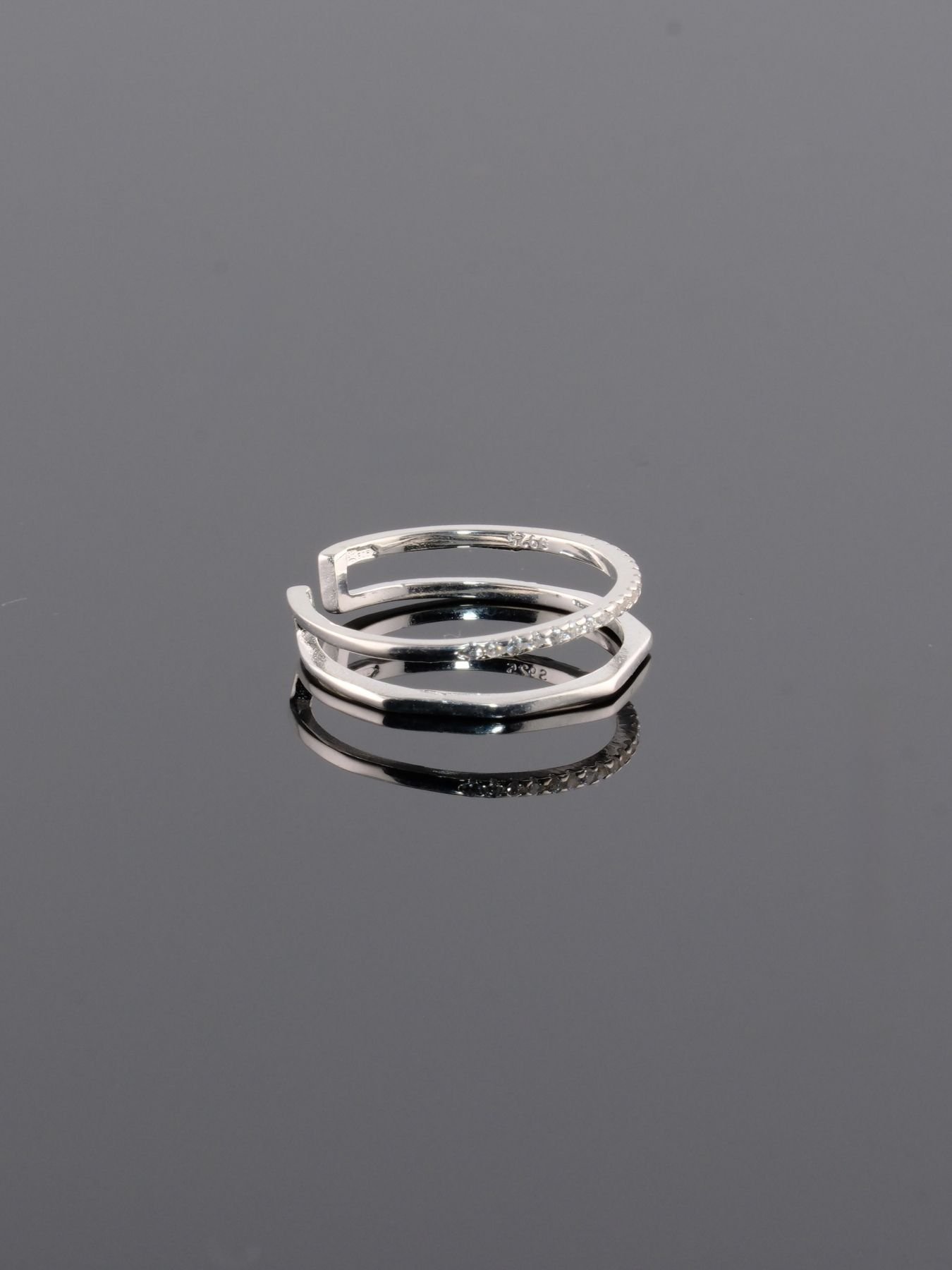 925 silver ring – geometric double-band design