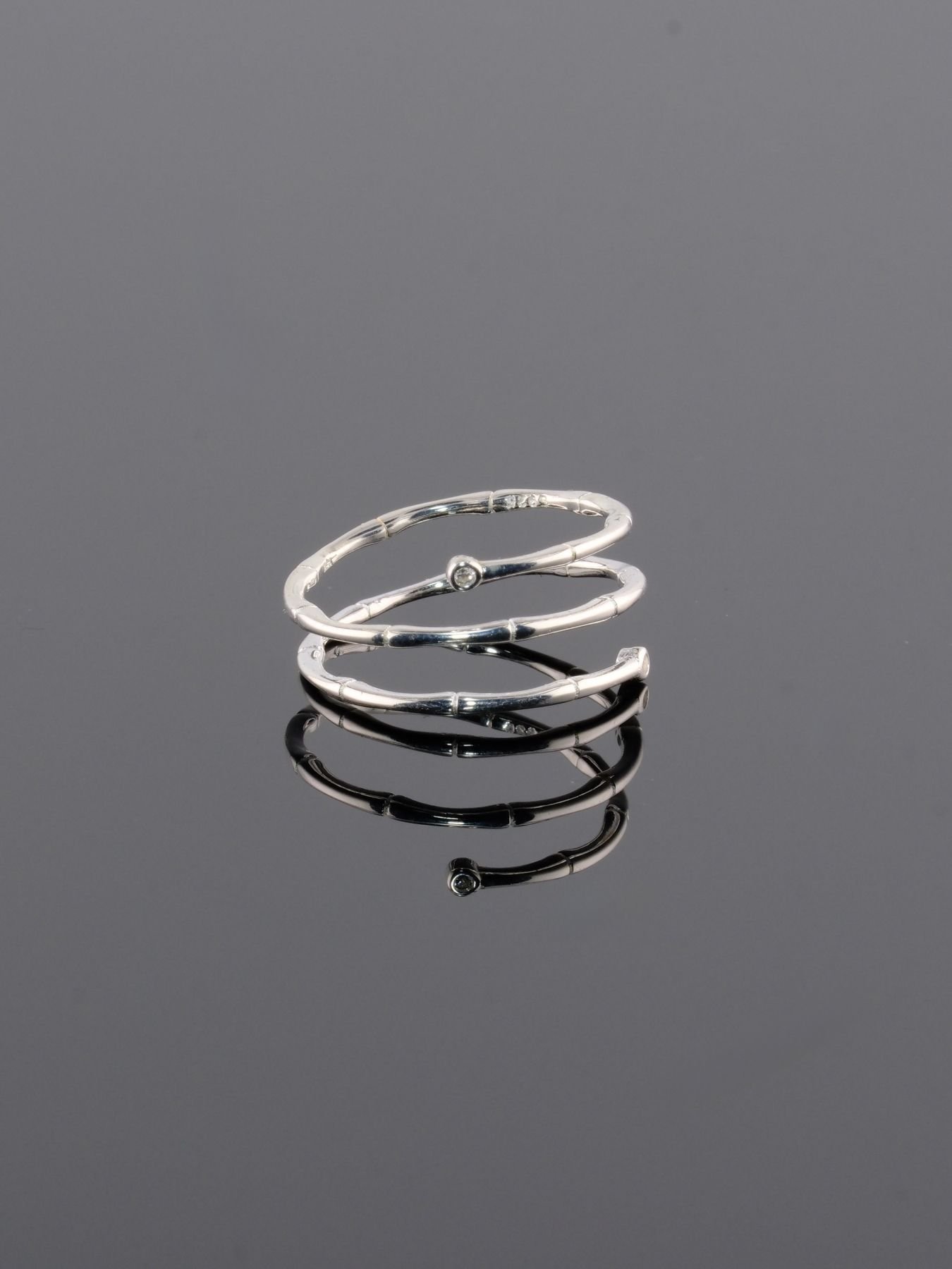 925 silver ring – spiral three-turn design with stones
