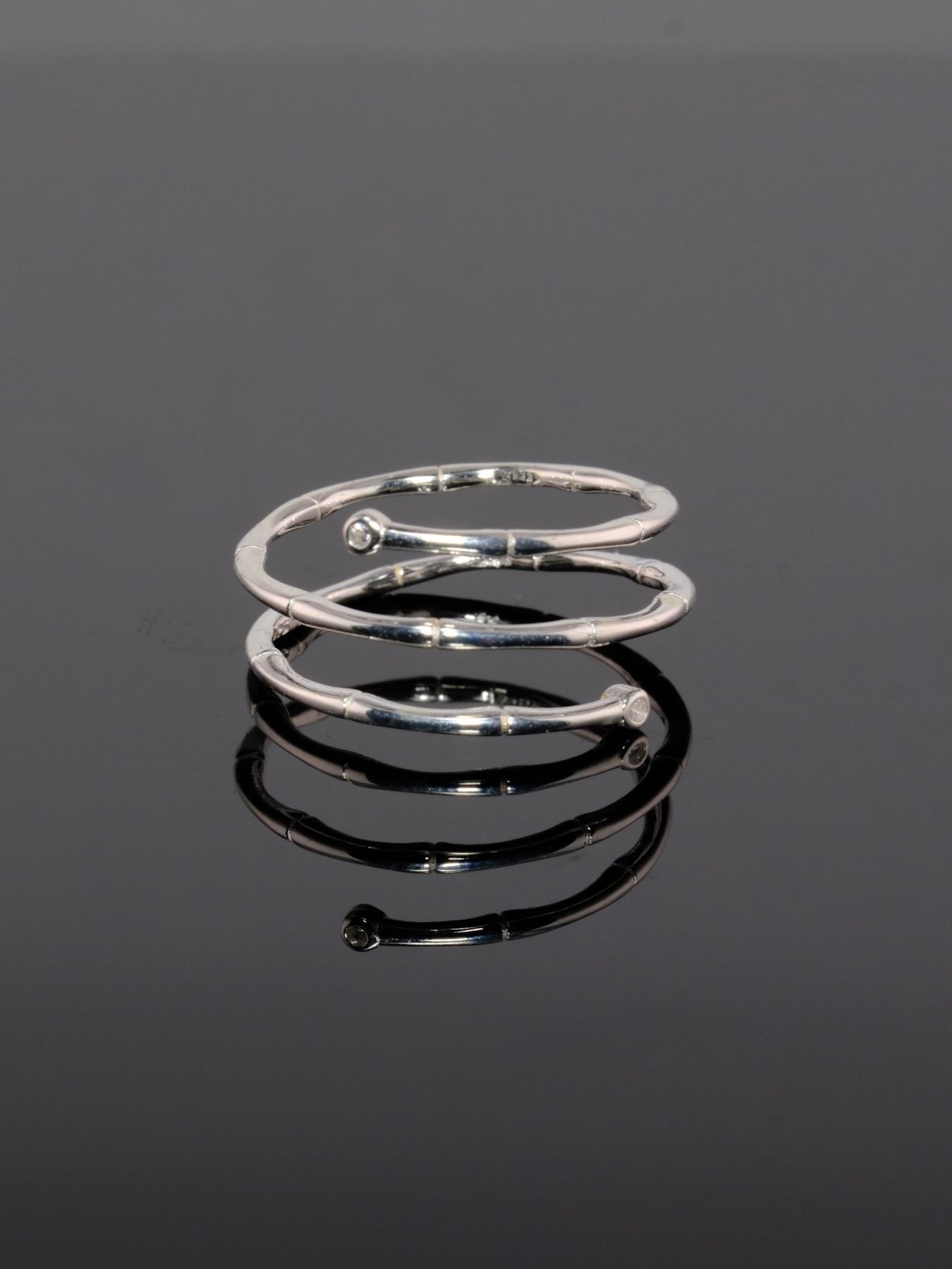925 silver ring – spiral three-turn design with stones
