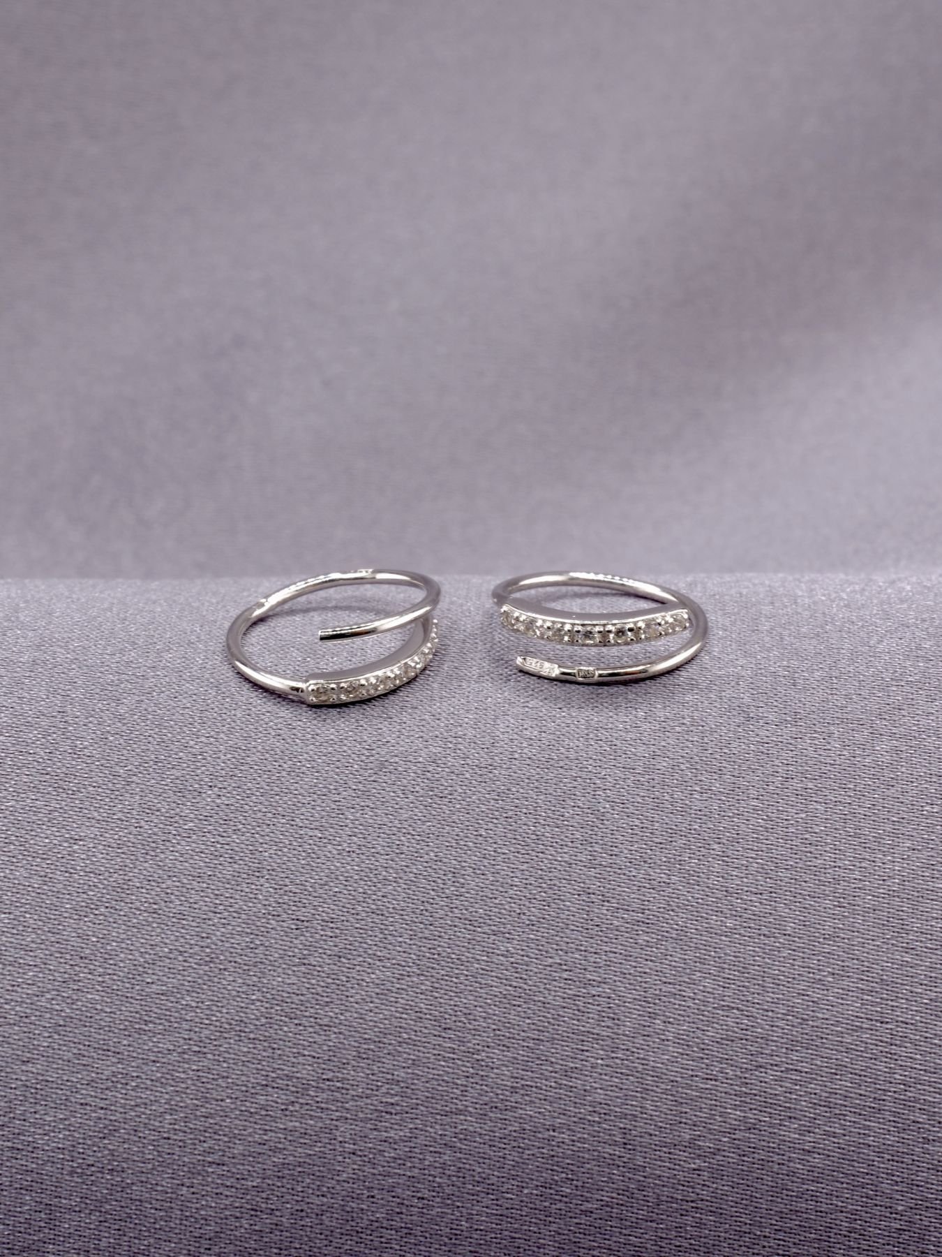 925 Silver Open Hoop Earrings | Minimalist Zircon Design