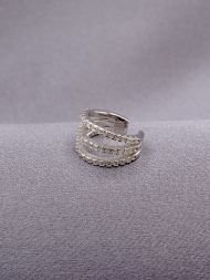 925 sidabro cuff auskaras – trijų eilučių su cirkoniais