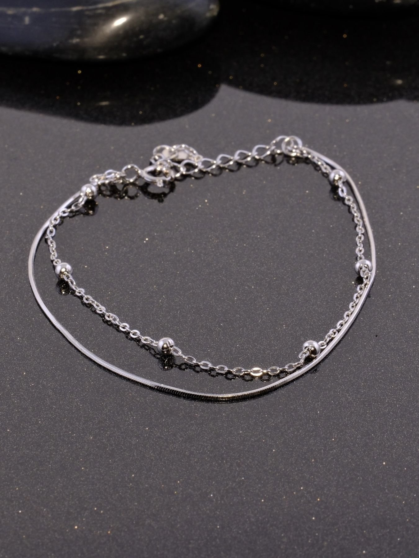 Silver bracelet – double chain, minimalist design