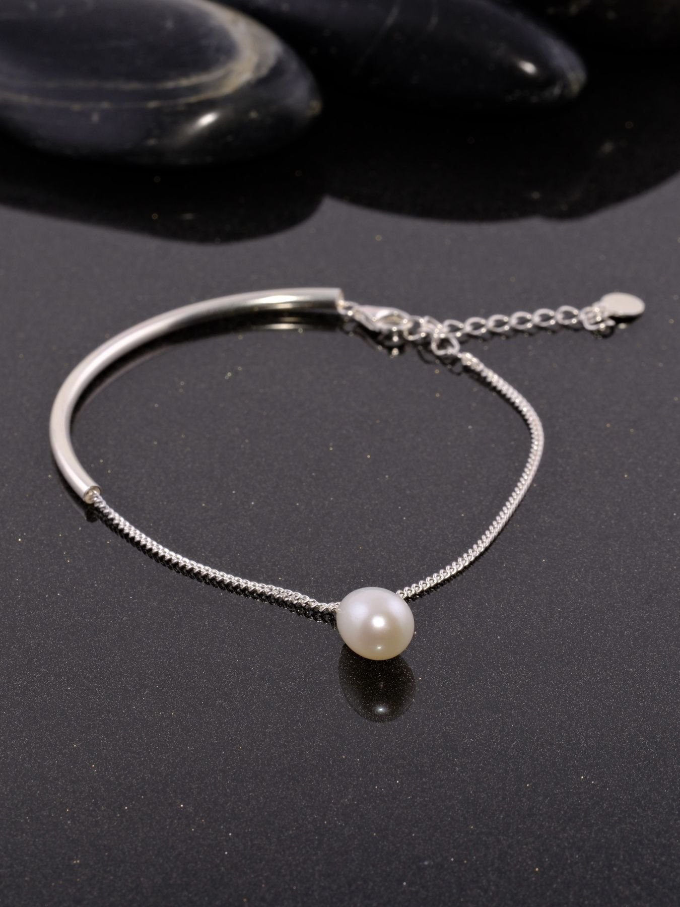 Sterling silver bracelet with pearl – 925 elegant jewelry