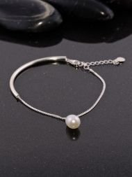 Sterling silver bracelet with pearl – 925 elegant jewelry