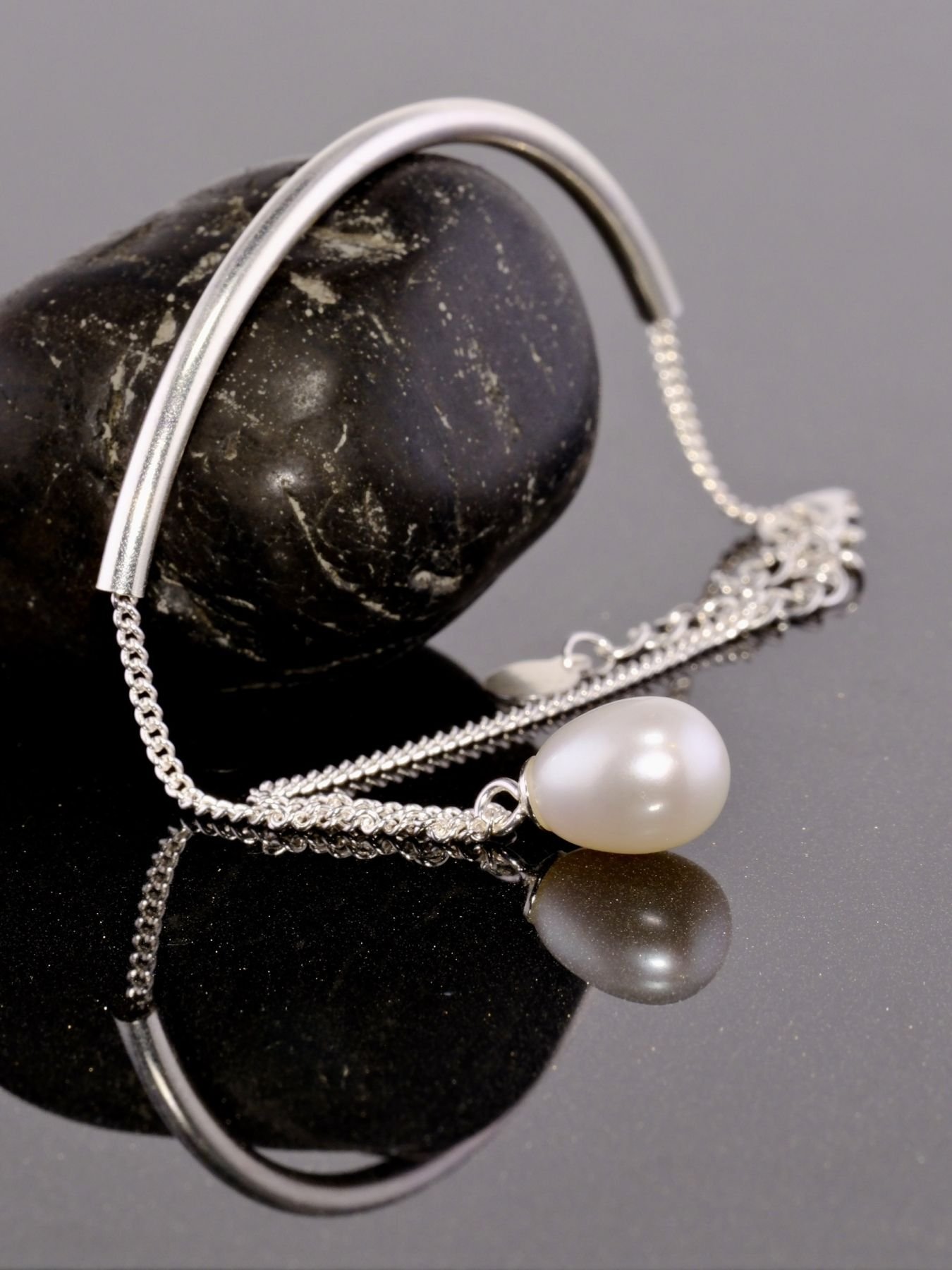 Sterling silver bracelet with pearl – 925 elegant jewelry