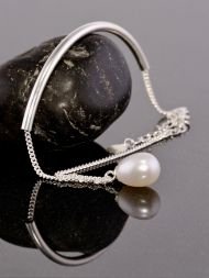 Sterling silver bracelet with pearl – 925 elegant jewelry