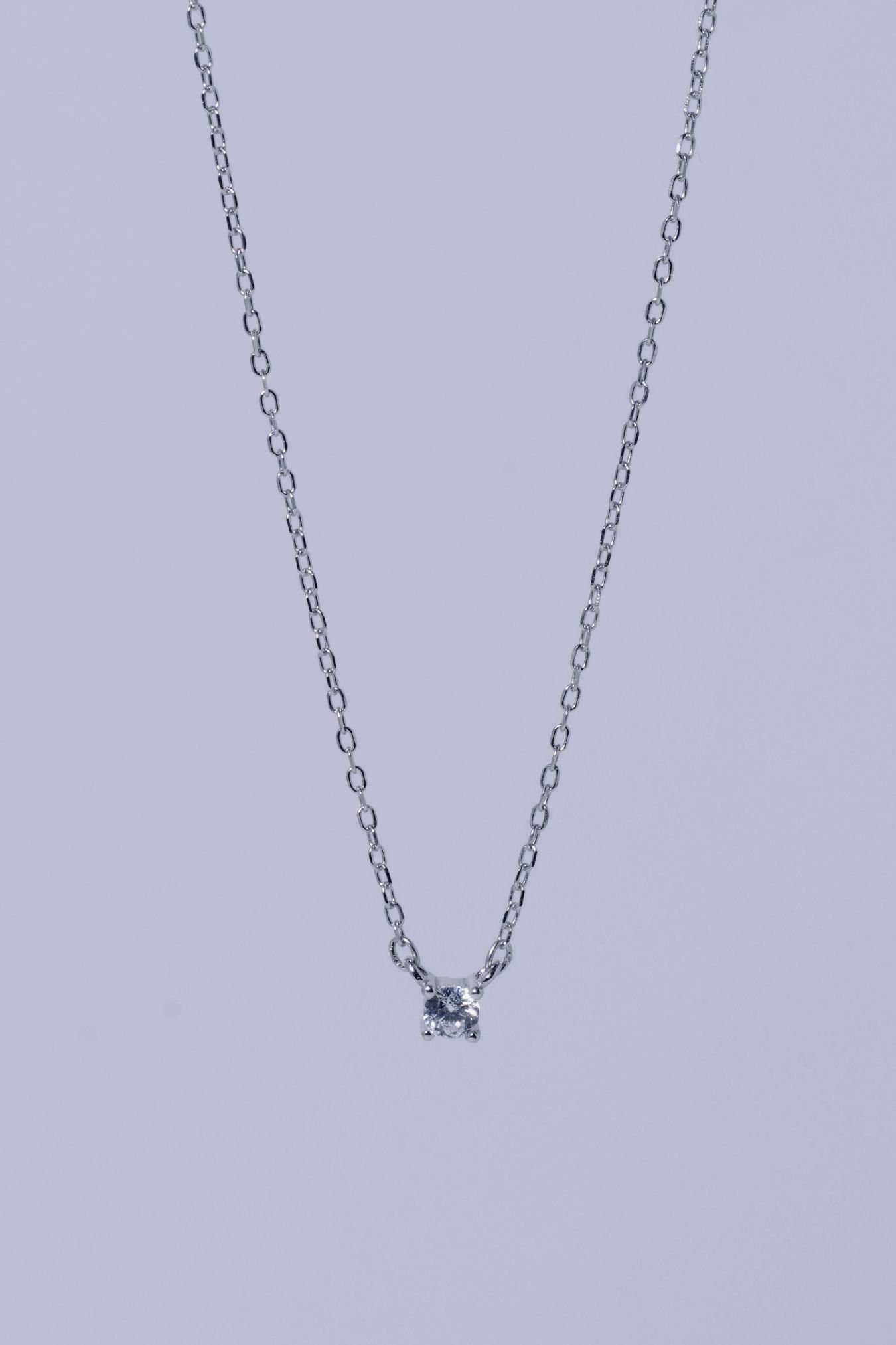 Sterling silver necklace with zircon pendant – 925 delicate jewelry
