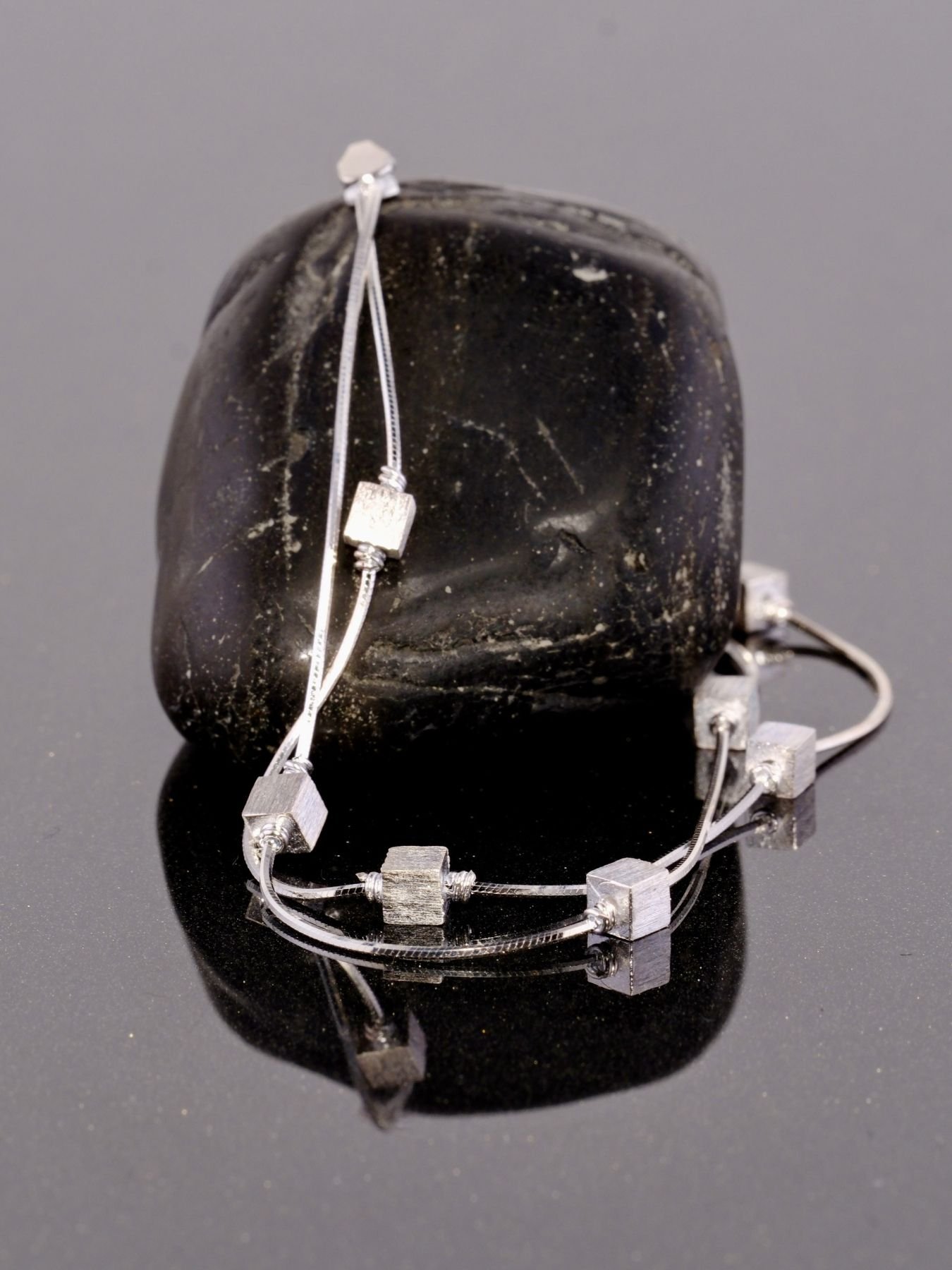 Sterling silver bracelet with cubes