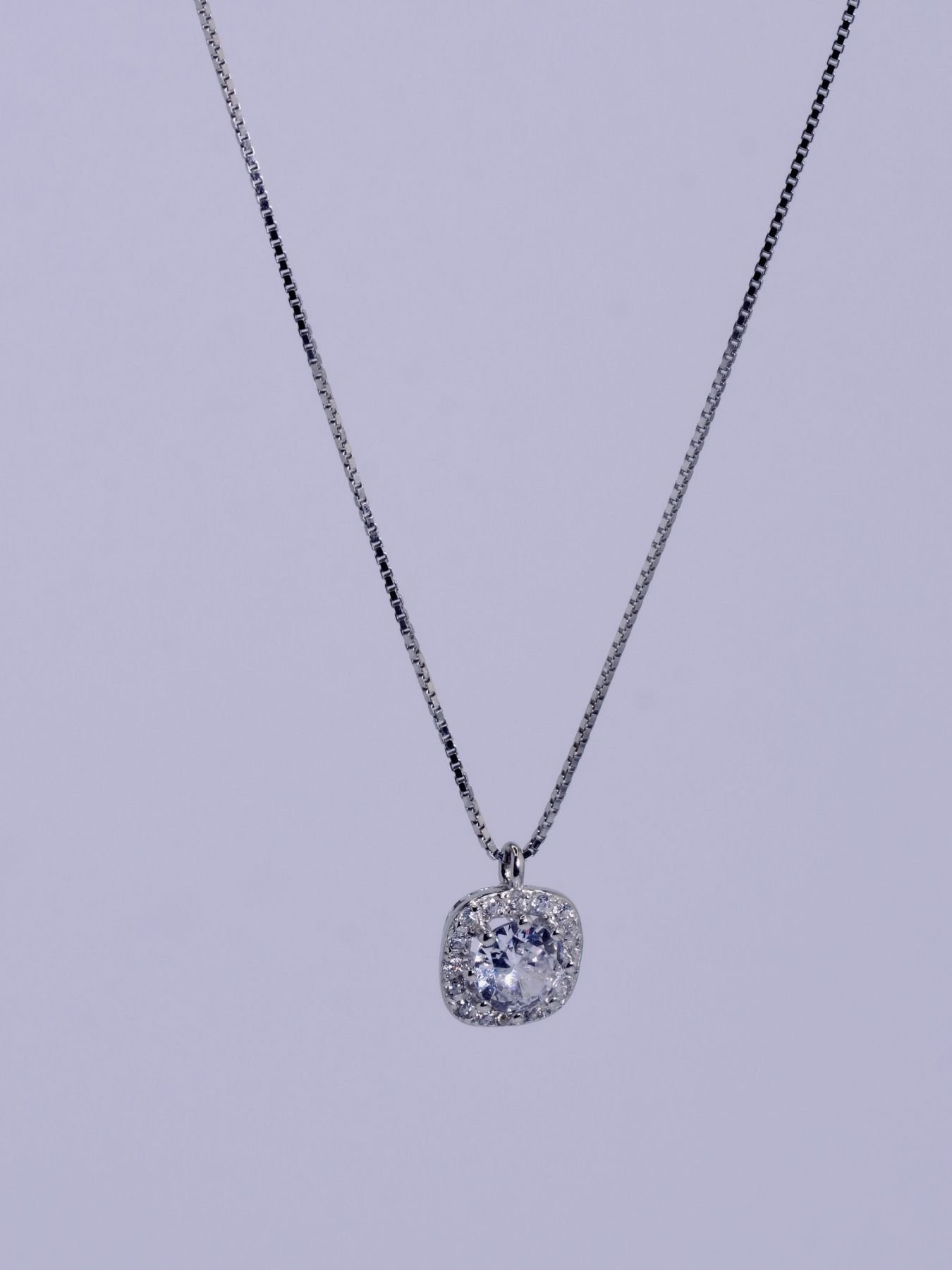 Sterling silver necklace with zircon pendant – 925 jewelry