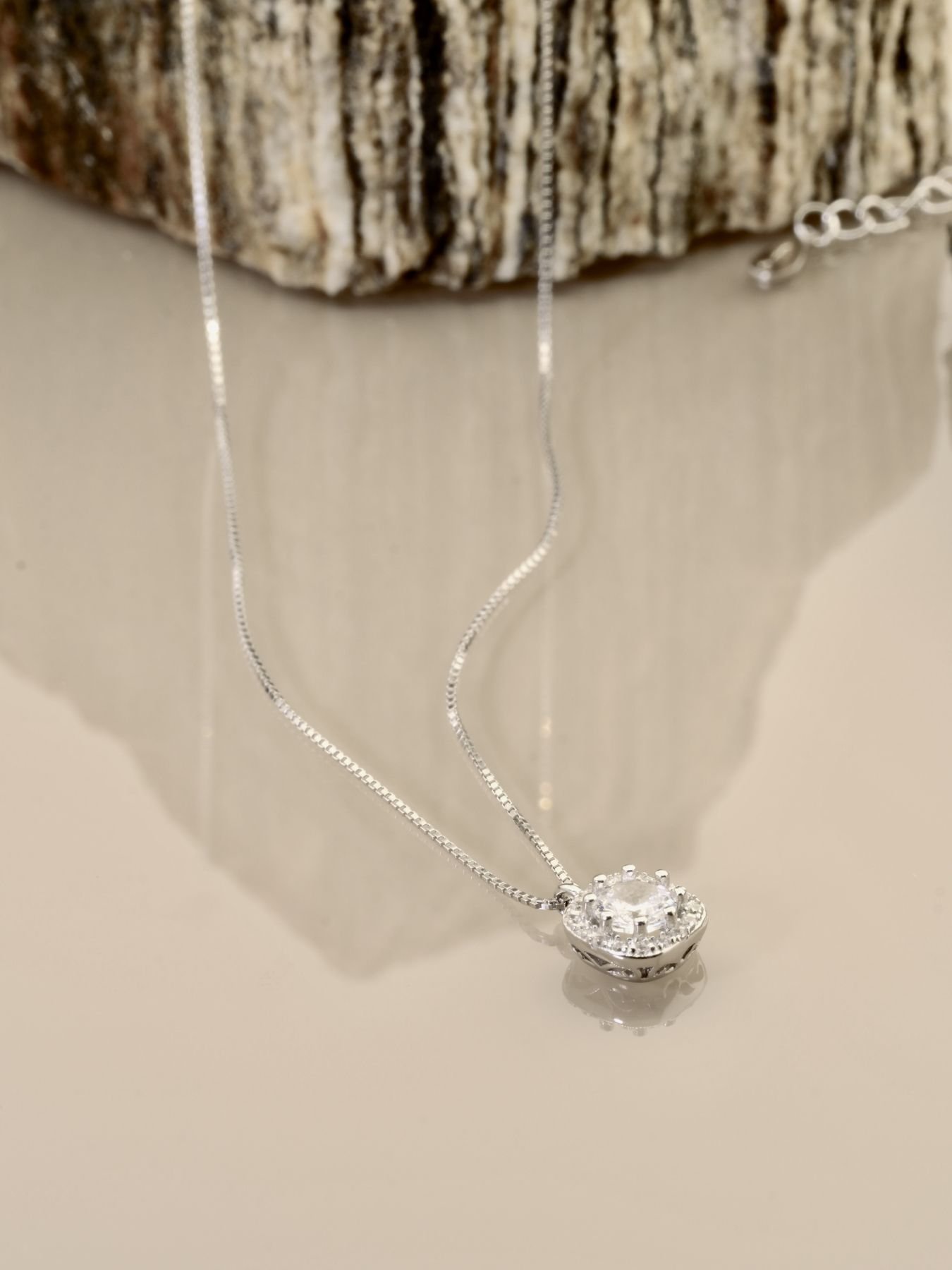 Sterling silver necklace with zircon pendant – 925 jewelry