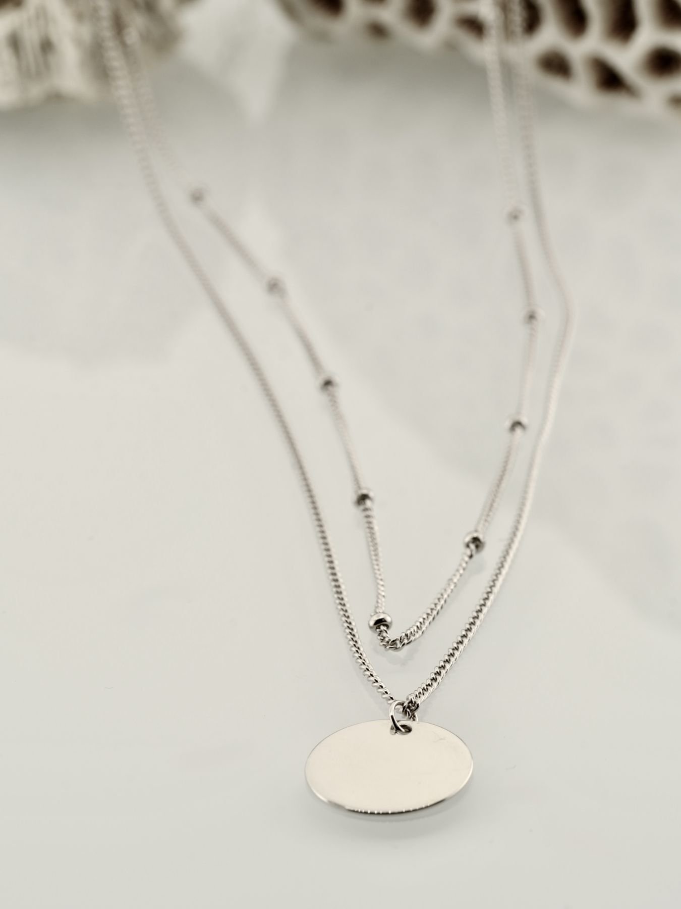 Round Pendant necklace 925 silver