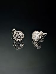 Silver earrings with zircon – elegant rose design