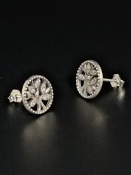 925 sidabro auskarai – gyvybės medžio auskarai su cirkoniais