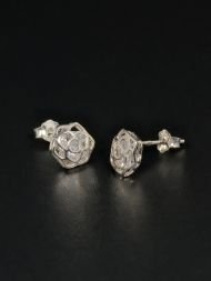 Silver earrings with zircon – elegant rose design