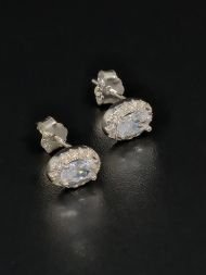 925 sidabro auskarai – ovalo formos elegantiški auskarai