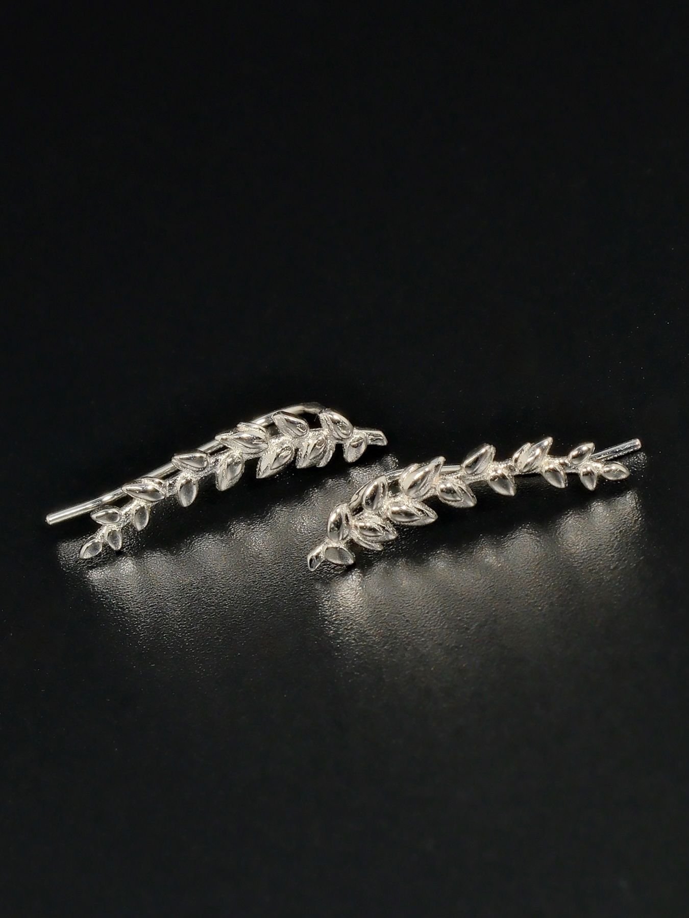 925 sidabro auskarai – šakelės formos minimalistiniai auskarai