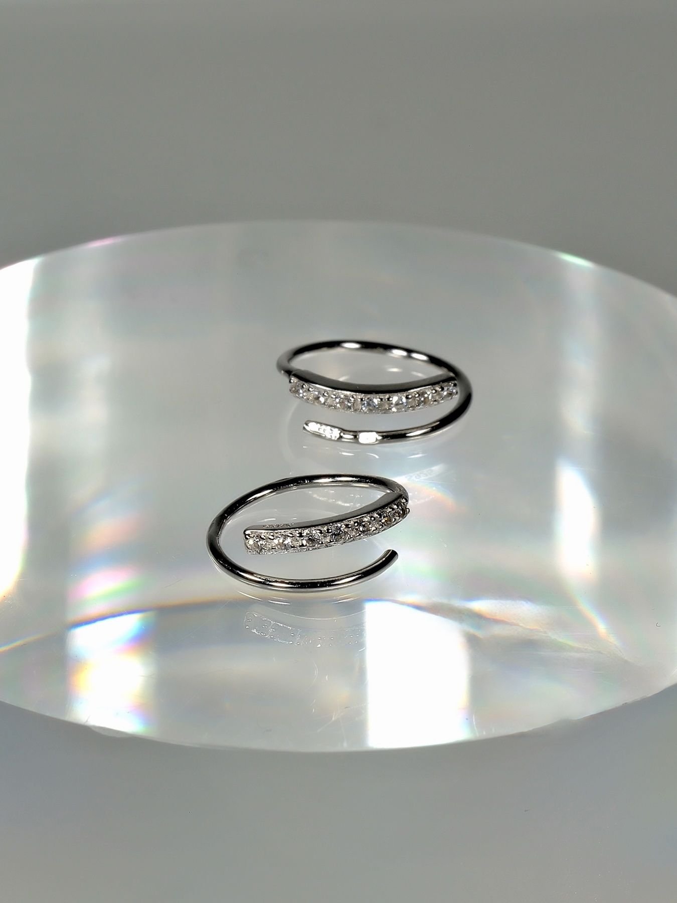 925 Silver Open Hoop Earrings | Minimalist Zircon Design