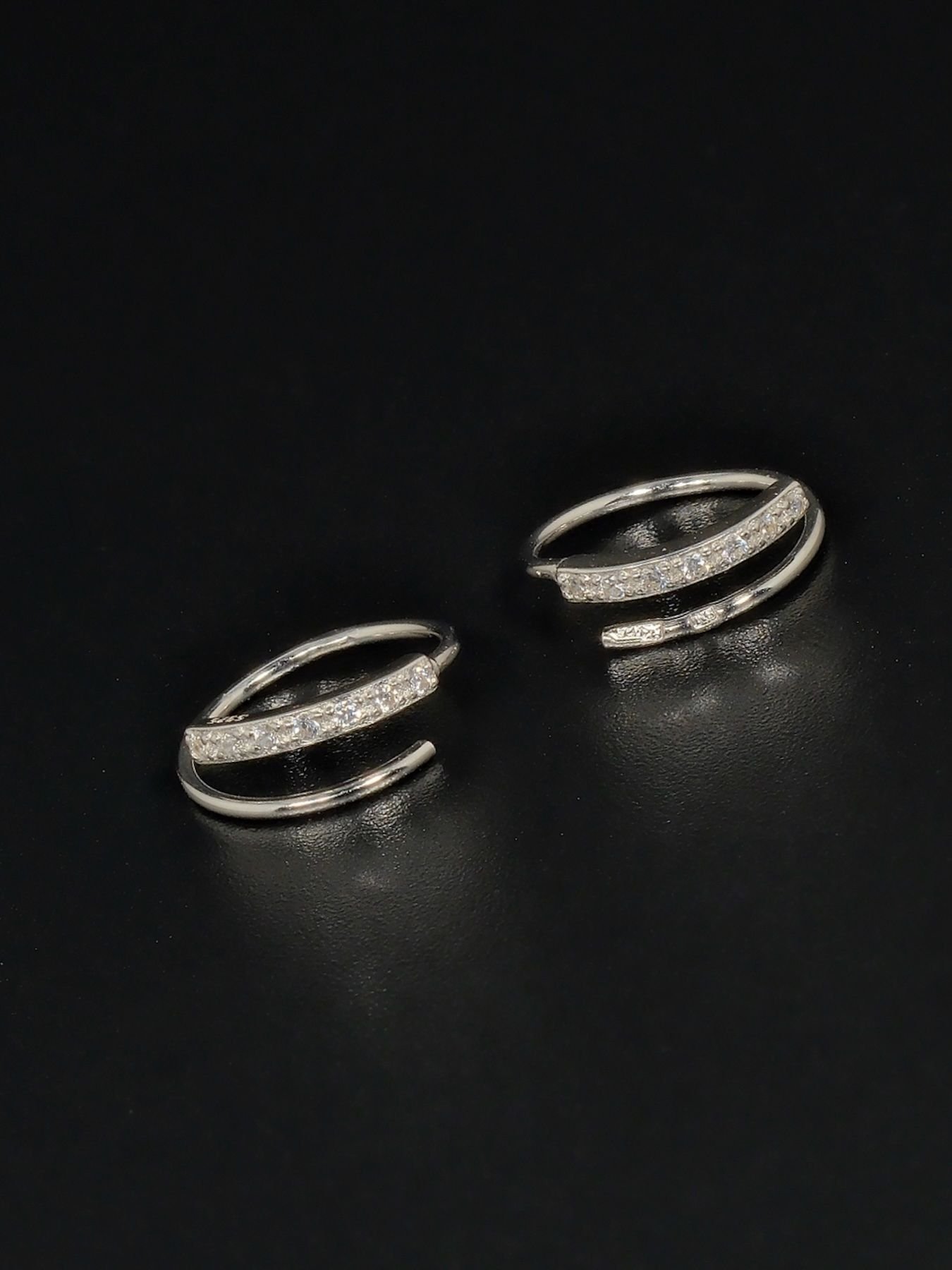 925 Silver Open Hoop Earrings | Minimalist Zircon Design