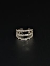 925 sidabro cuff auskaras – trijų eilučių su cirkoniais