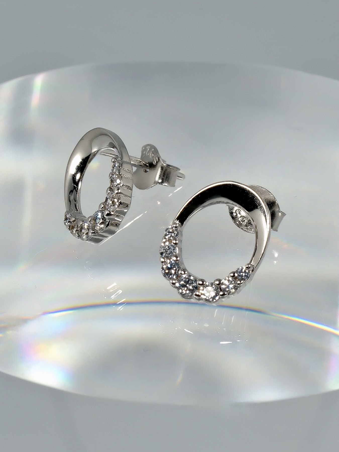 Silver earrings with zircon – elegant, minimalist