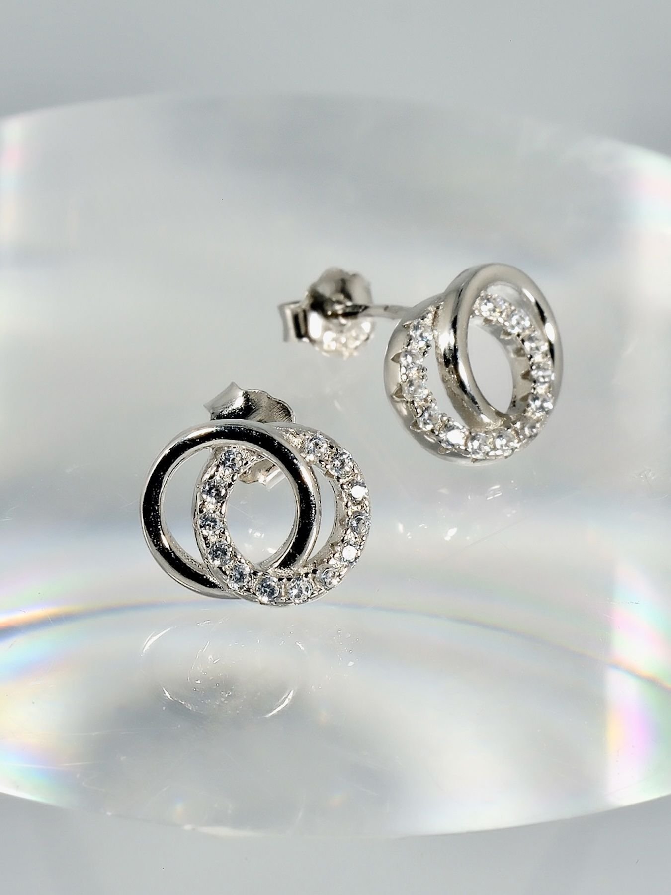 Double Circle earrings 925 silver – dual hoop design