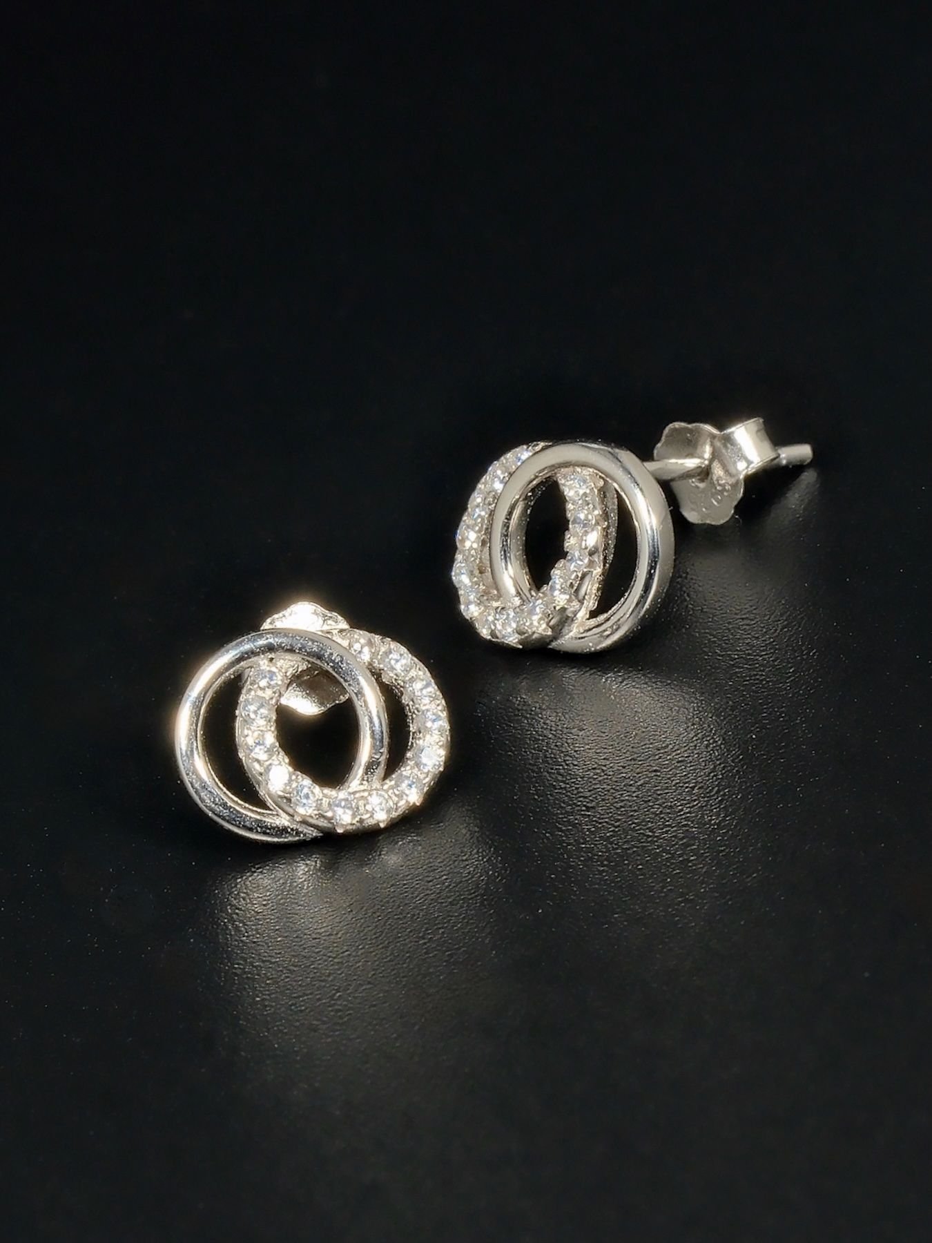 Double Circle earrings 925 silver – dual hoop design