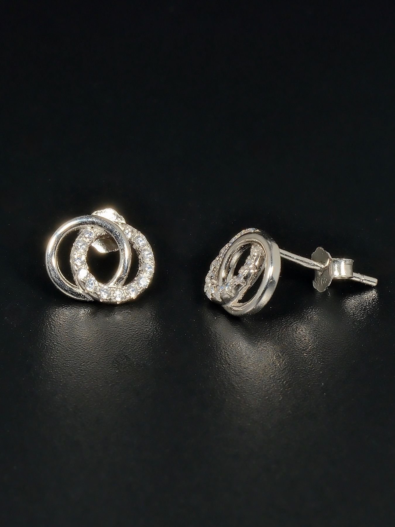 Double Circle earrings 925 silver – dual hoop design